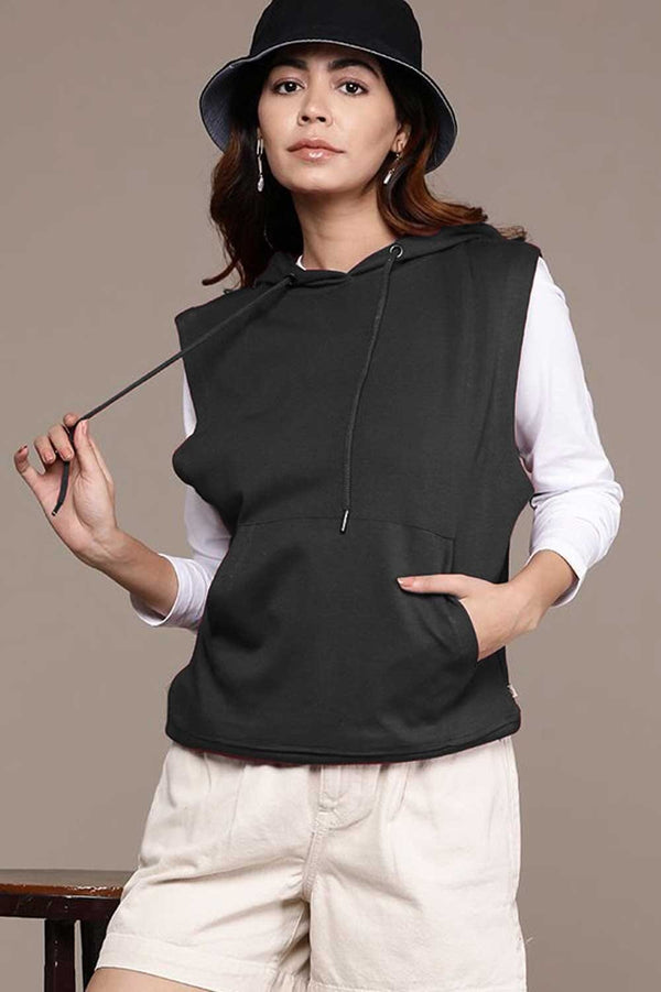 Elo East West Women's Sleeveless Pullover Hoodie Black