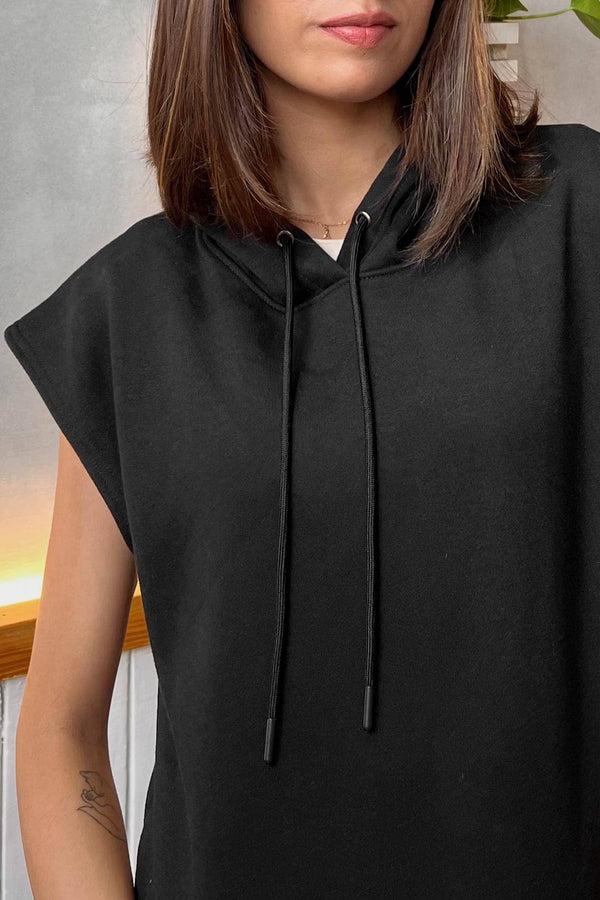 Elo East West Women's Sleeveless Pullover Hoodie Black