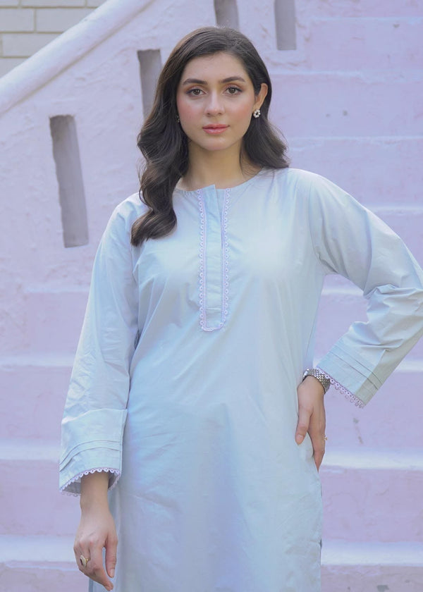 Elo East West Women’s Solid Design 2 Pcs Stitched Suit Mint Green