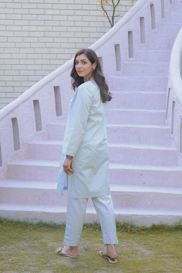 Elo East West Women’s Solid Design 2 Pcs Stitched Suit Mint Green