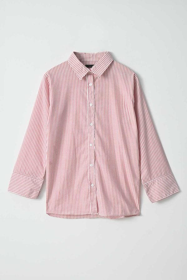 Elo East West Women's Striped Casual Shirt White & Red