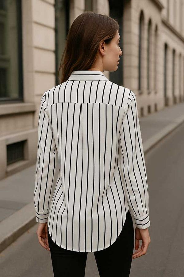 Elo East West Women's Striped Premium Casual Shirt White & Black