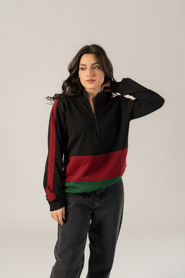 Elo East West Women's Terry Quarter Zipper Sweat Shirt Pink & White