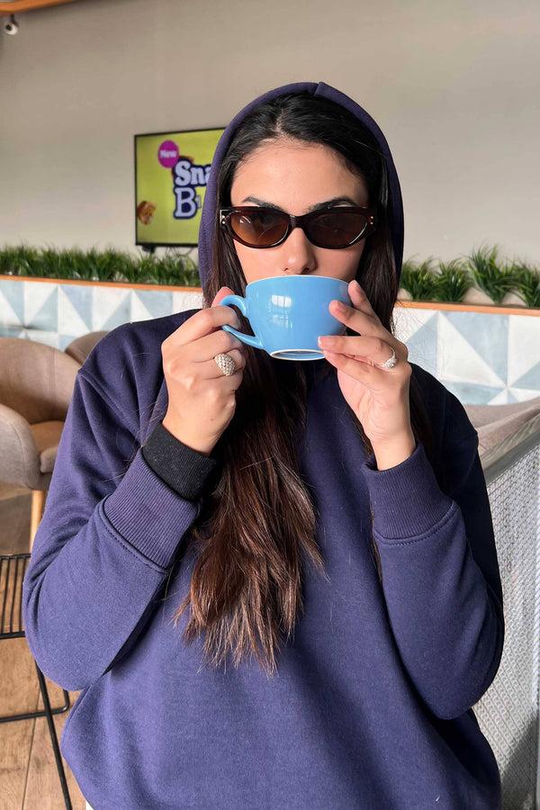 Elo East West Women's Turtle Neck Pullover Hoodie Navy