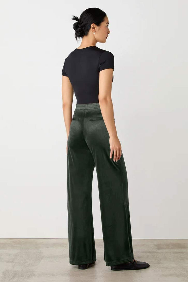 Elo East West Women's Velvet Flared Trousers Dark Olive