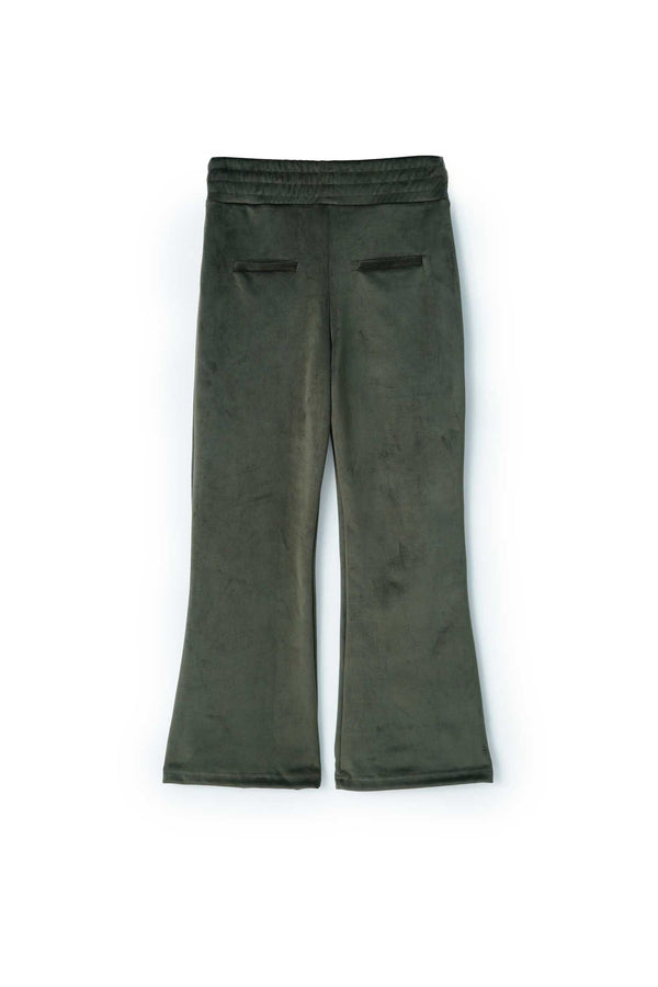 Elo East West Women's Velvet Flared Trousers Dark Olive