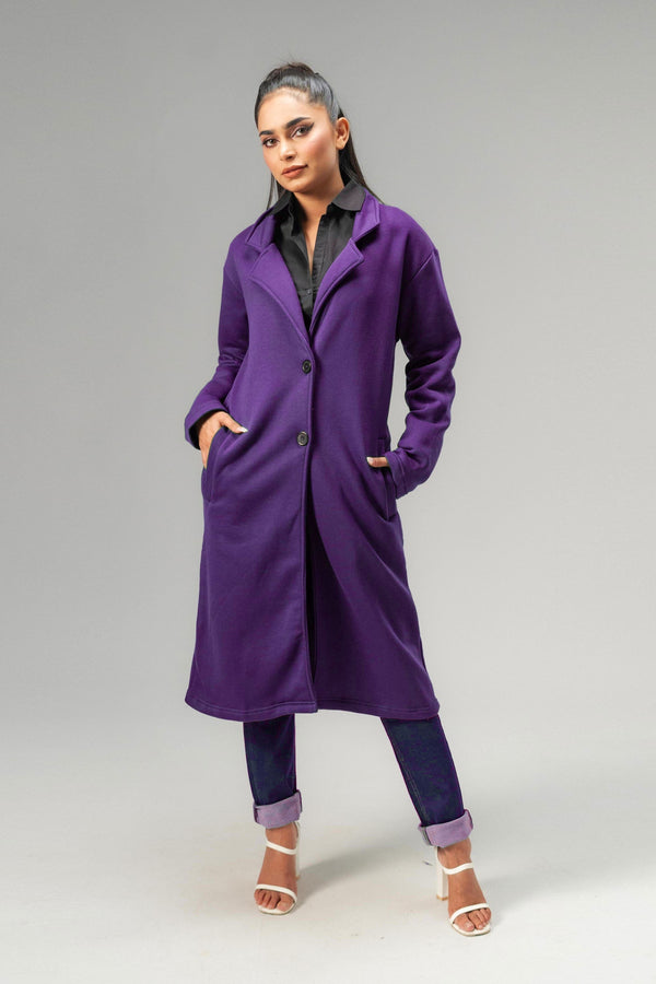 elo East West Women's Winter Fleece Long Coat Purple