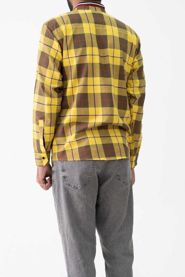 Elo 2 Much Men's Zip-Up Plaid Casual Shirt Green