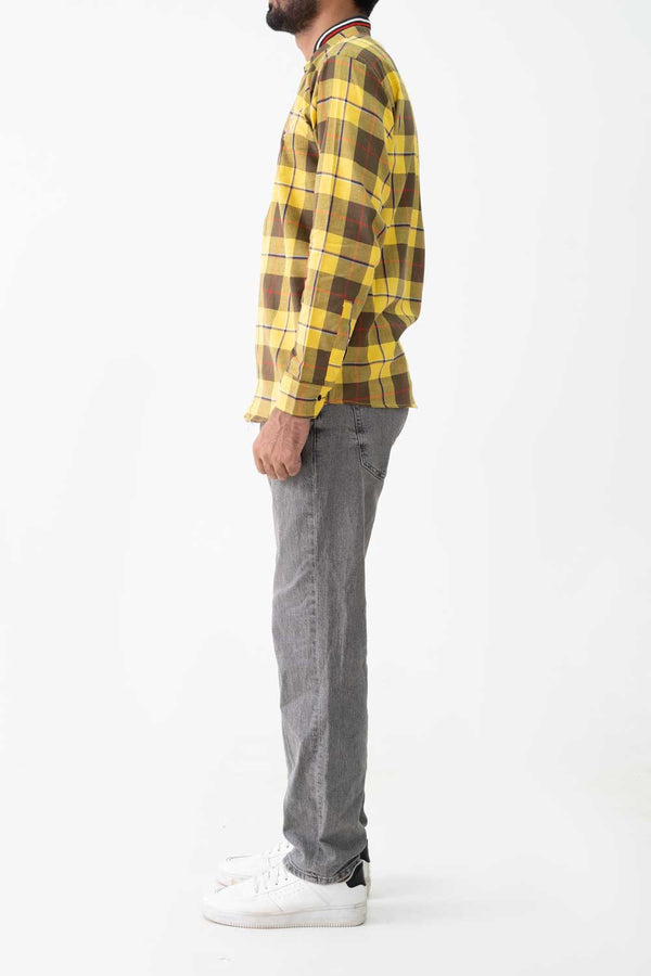 Elo 2 Much Men's Zip-Up Plaid Casual Shirt Green