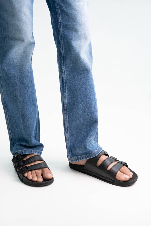 Elo ATS Men's Triple-Strap Slides Black