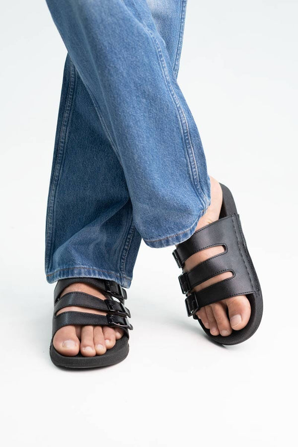 Elo ATS Men's Triple-Strap Slides Black