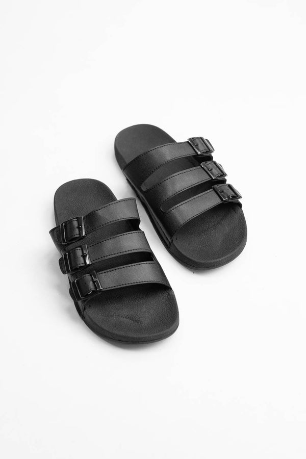 Elo ATS Men's Triple-Strap Slides Black