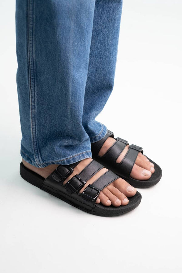 elo ATS Men's Triple-Strap Slides Black