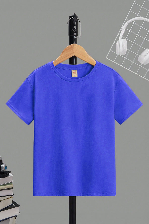 elo AZ Kid's Solid Design Classic Tee Shirt Blue