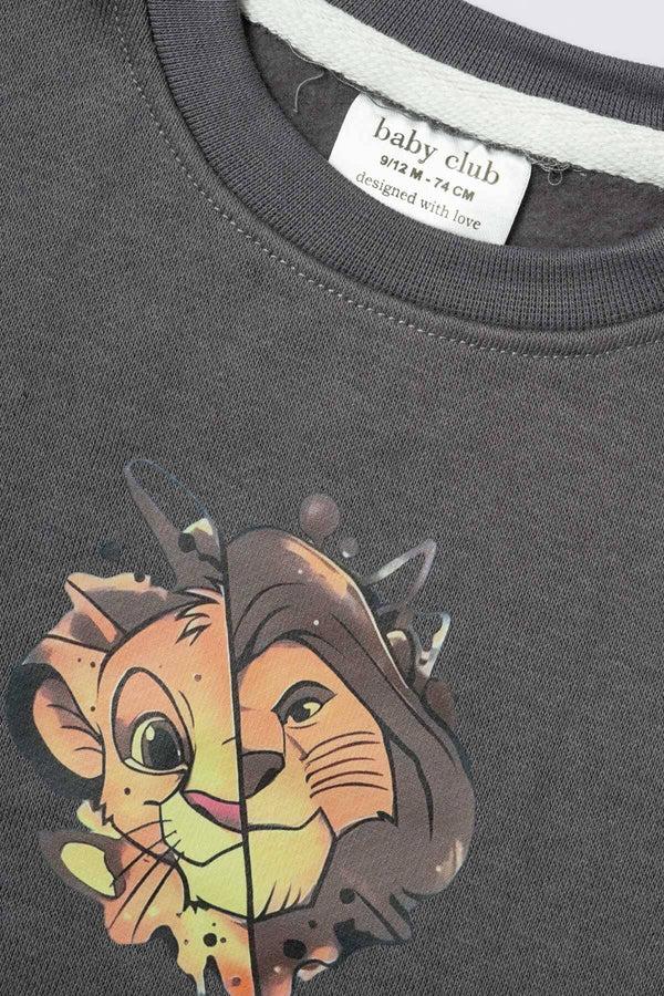 Elo Baby Club Kid's Lion Printed Sweat Shirt Grey
