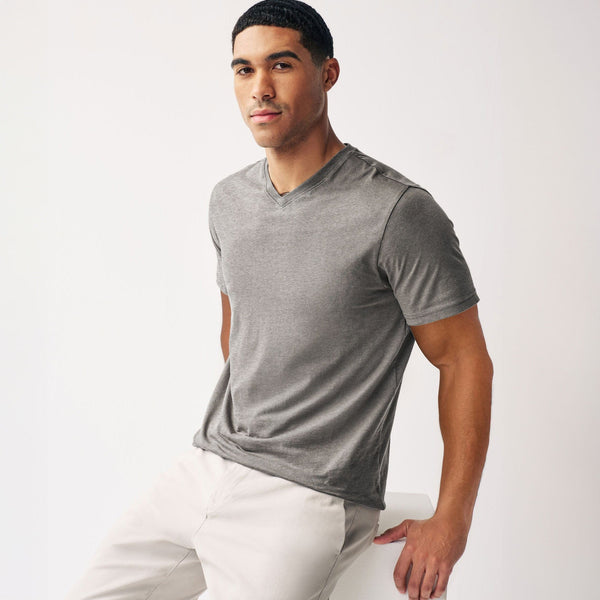 elo Beverly Hills Men's V Neck Tee Shirt Grey