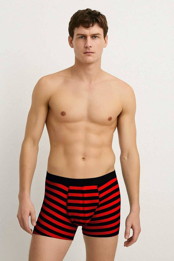 elo Billy Men's Striped Boxer Briefs Red & Black