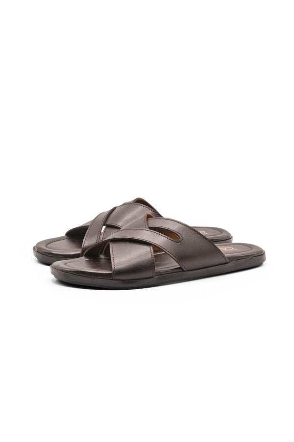 elo Black Camel Men's Cross-Strap Chappal Brown