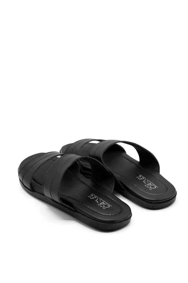 Elo Black Camel Men's Double Strap Chappal Black