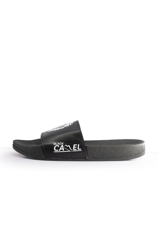 Elo Black Camel Men's Lion Printed Slides Black