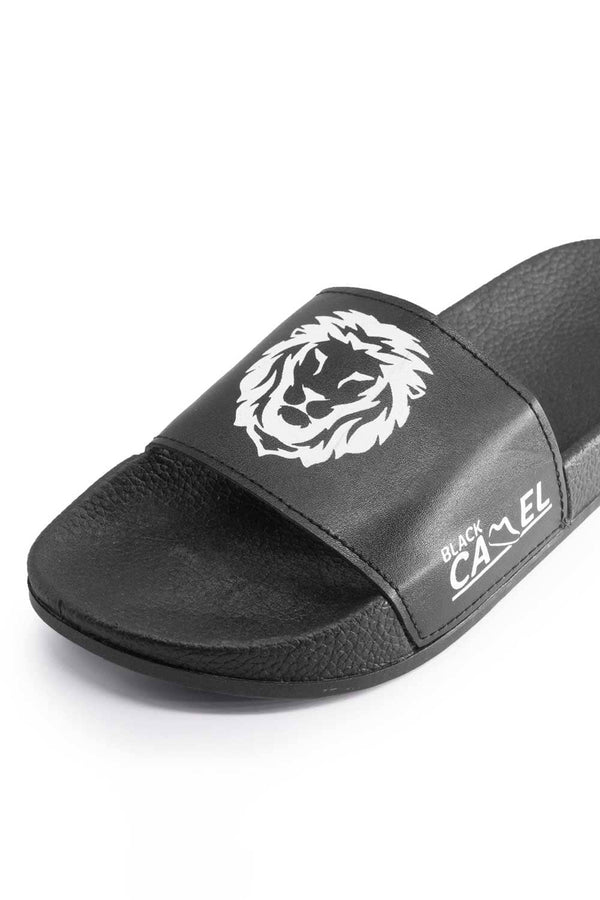 elo Black Camel Men's Lion Printed Slides Black