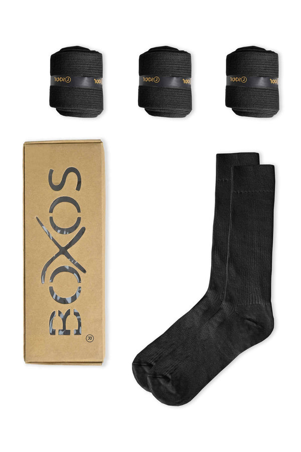 elo Boxos Men's Classic Crew Socks - Pack Of 4 Black