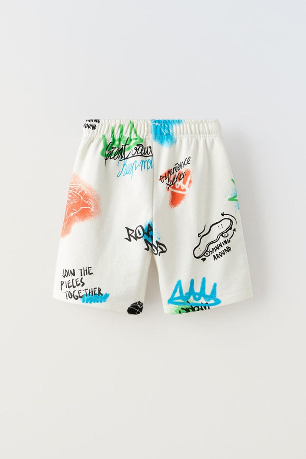 Elo Boy's Marseille Printed Terry Shorts White