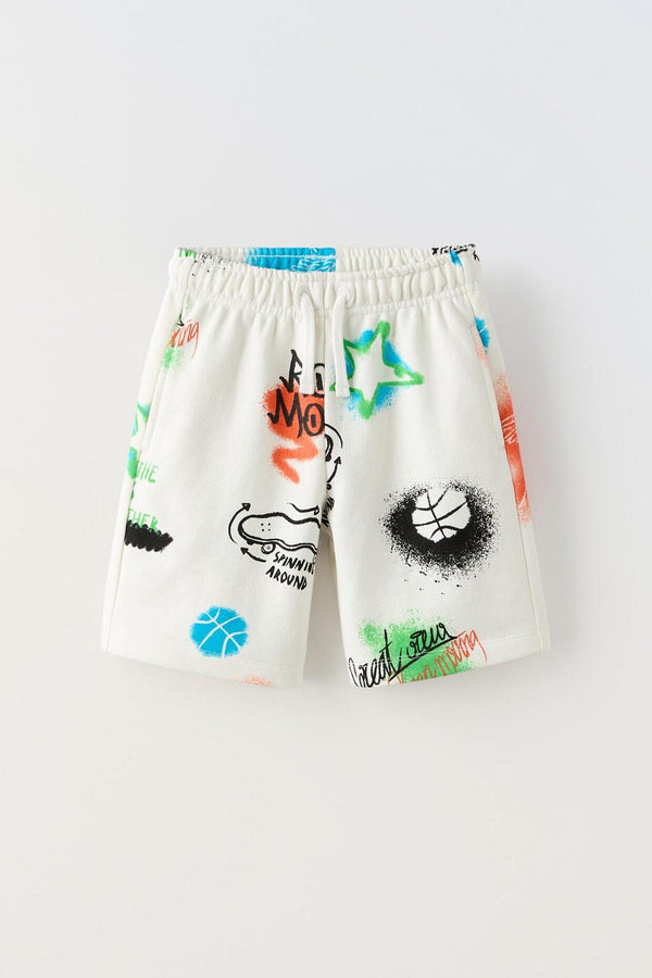 elo Boy's Marseille Printed Terry Shorts White