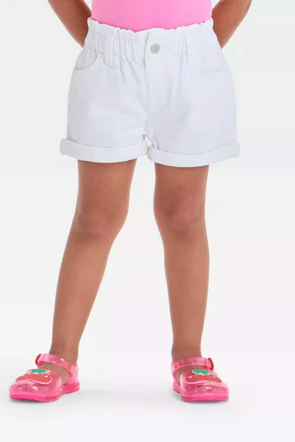 elo C&J Girl's High Rise Denim Shorts White