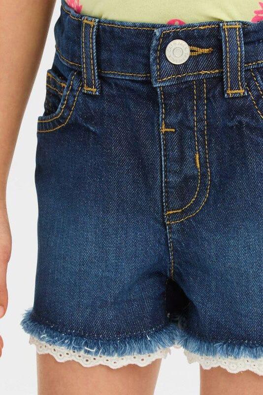 Elo C&J Girl's Lace Bottom Denim Shorts Blue