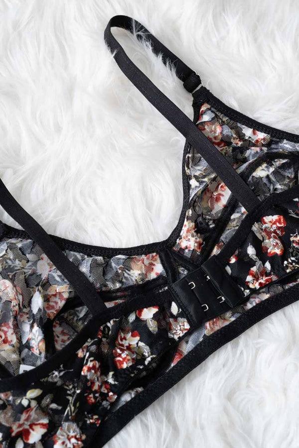 Elo Capri Women's Floral Net Bra Black