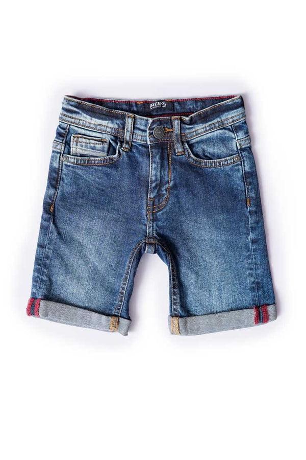 elo CRK Boy's Folded Bottom Denim Shorts Blue