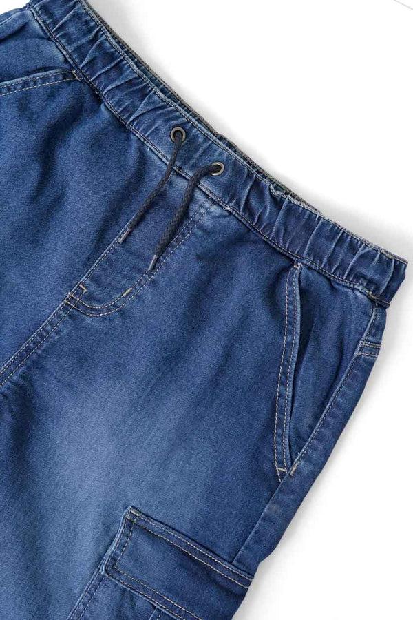 Elo Cut Label Boy's Cargo Denim Shorts Blue