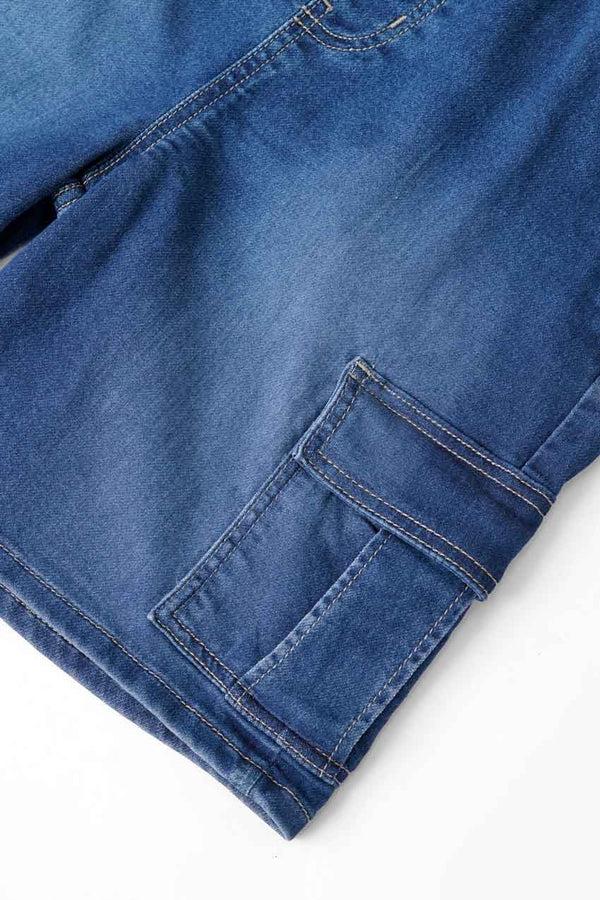 Elo Cut Label Boy's Cargo Denim Shorts Blue