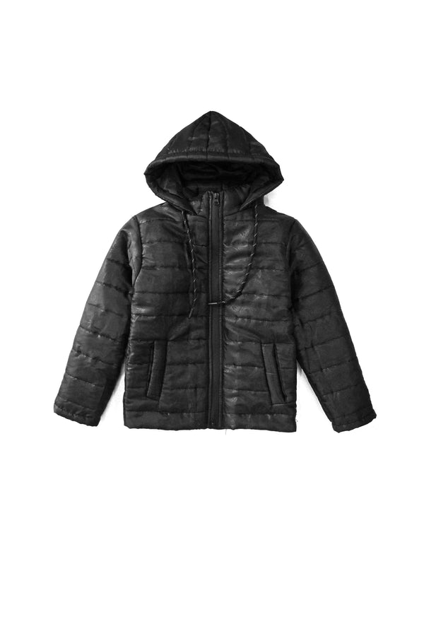 elo Cut Label Boy's Textured Puffer Jacket Black