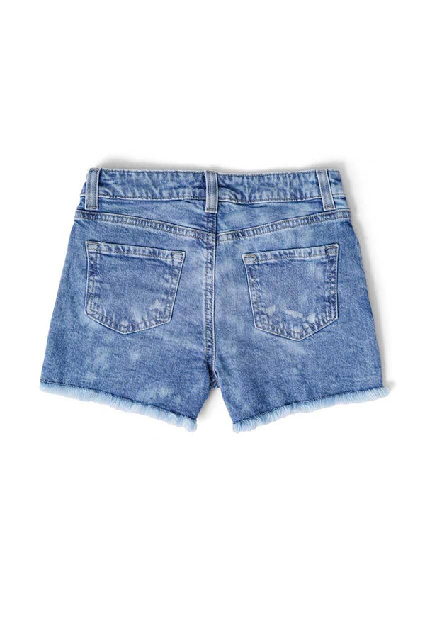 Elo Cut Label Girl's Acid Washed Denim Shorts Blue
