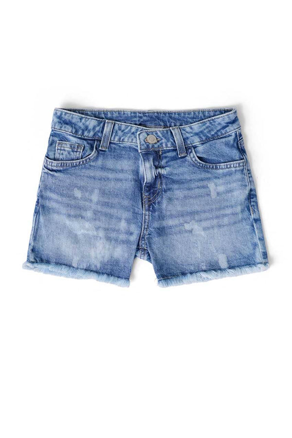 elo Cut Label Girl's Acid Washed Denim Shorts Blue
