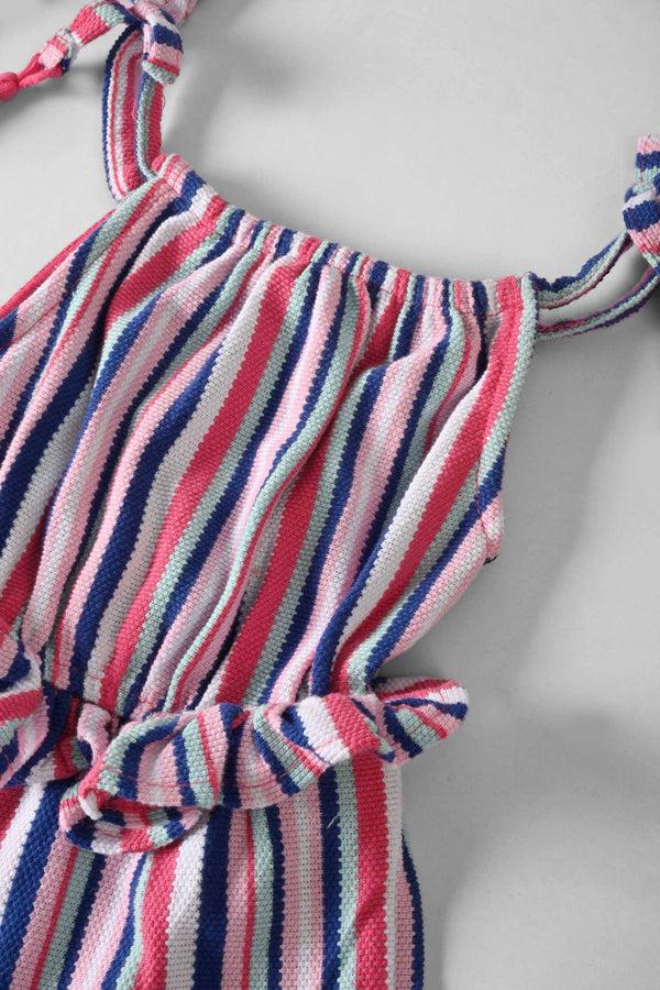 Elo Cut Label Girl's Marseille Striped Romper. Blue