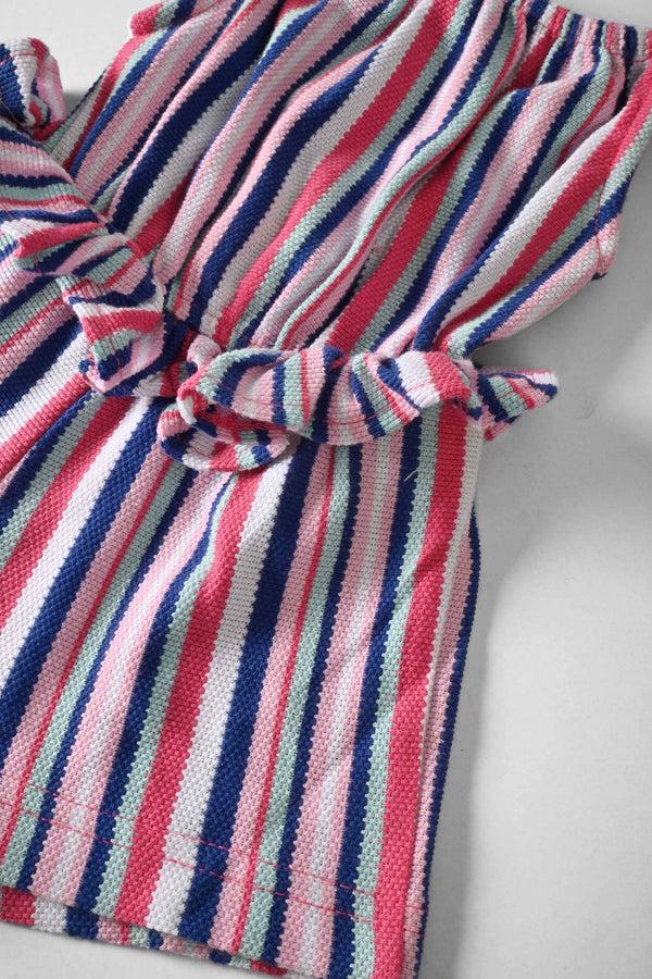 Elo Cut Label Girl's Marseille Striped Romper. Blue