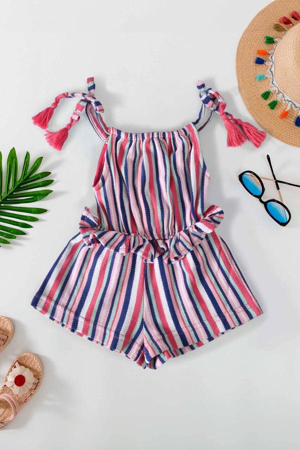 elo Cut Label Girl's Marseille Striped Romper. Blue