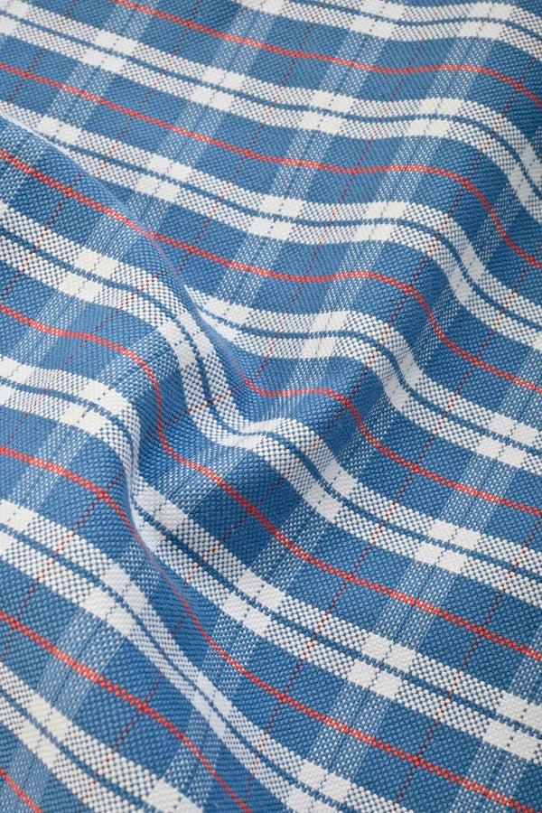 Elo Cut Label Men's Check Style Formal Shirt Blue