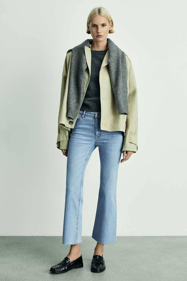 Elo Cut Label Women's Flared Cropped Jeans Blue