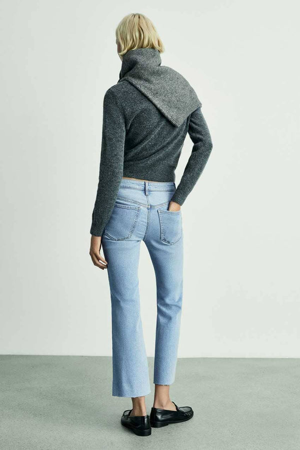 Elo Cut Label Women's Flared Cropped Jeans Blue