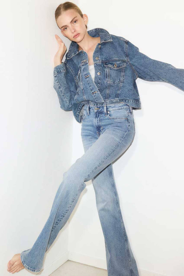 Elo Cut Label Women's Flared Leg Denim Blue