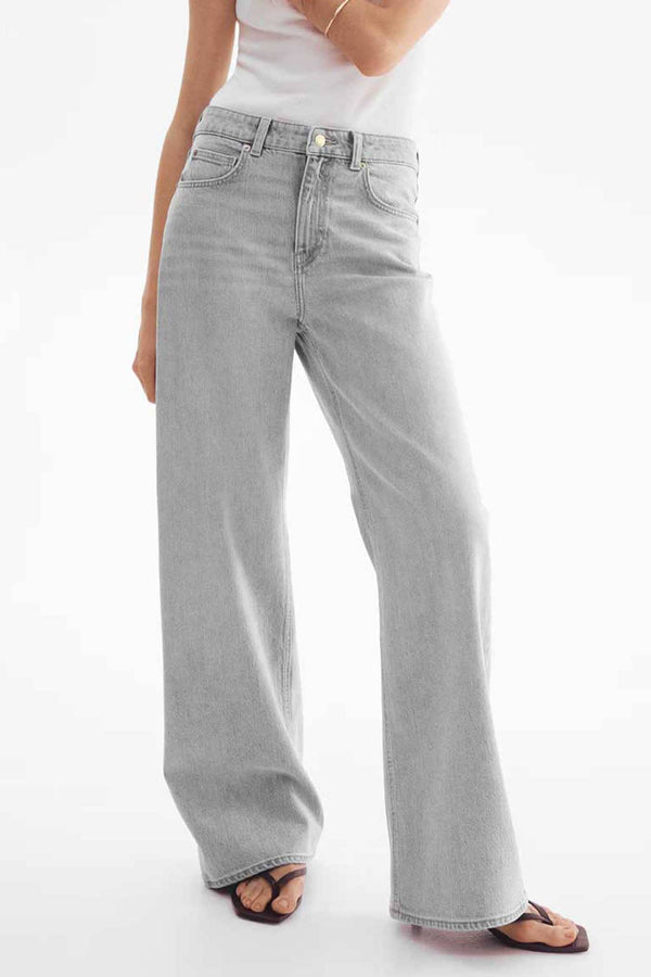 elo Cut Label Women's Premium Wide Leg Denim Grey