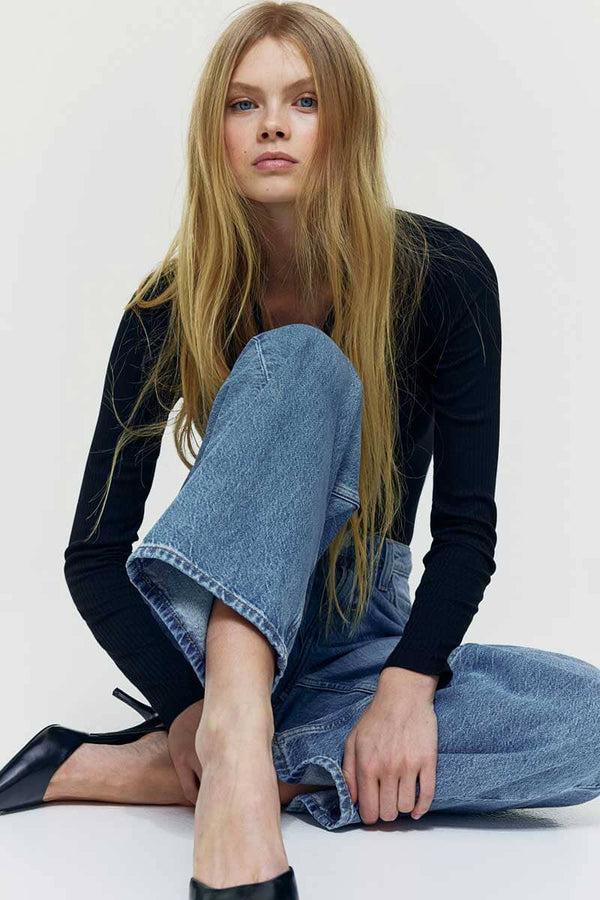 Elo Cut Label Women's Wide Leg Denim Blue