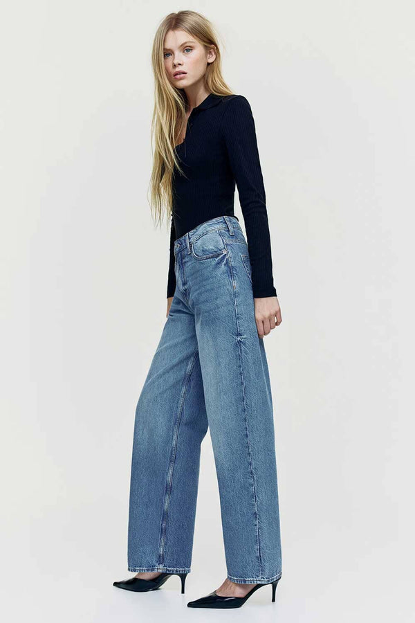 Elo Cut Label Women's Wide Leg Denim Blue