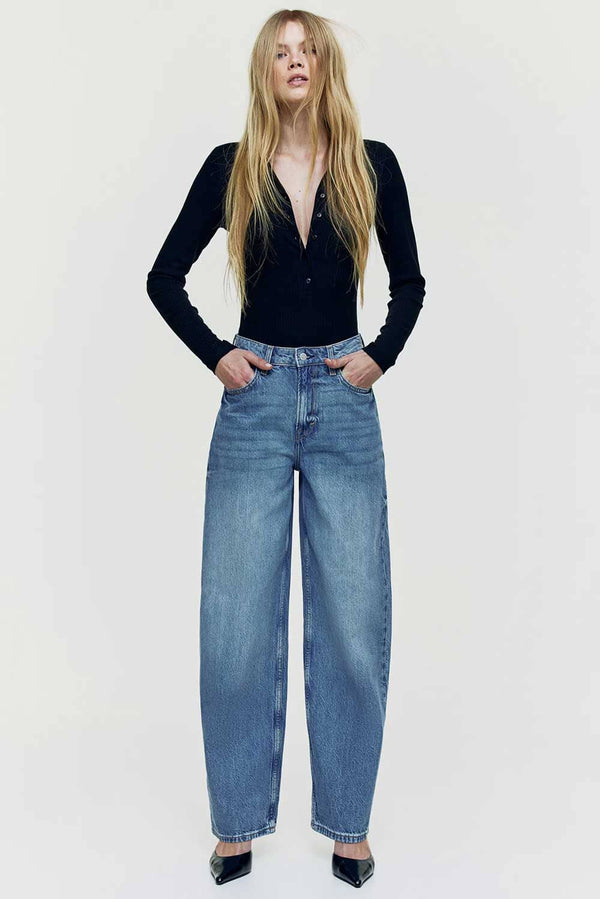 Elo Cut Label Women's Wide Leg Denim Blue