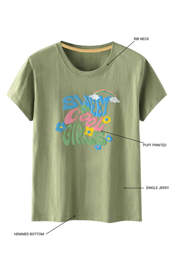 Elo Cutie Girl's Puff Print Tee Shirt Mint Green