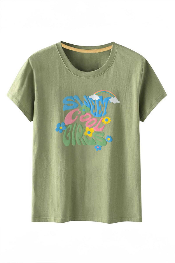 elo Cutie Girl's Puff Print Tee Shirt Mint Green
